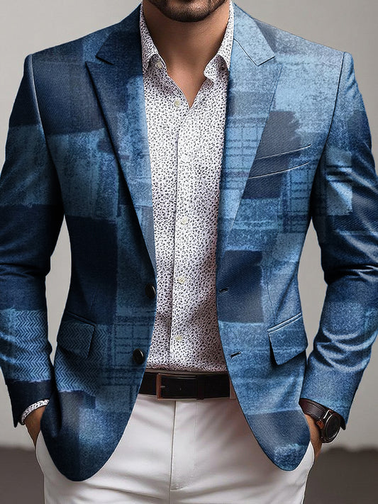 Men's vintage geometrické patchwork business casual blazer