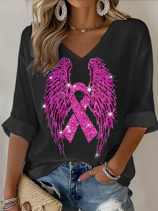 Ženy rakoviny prsu povědomí v-neck top