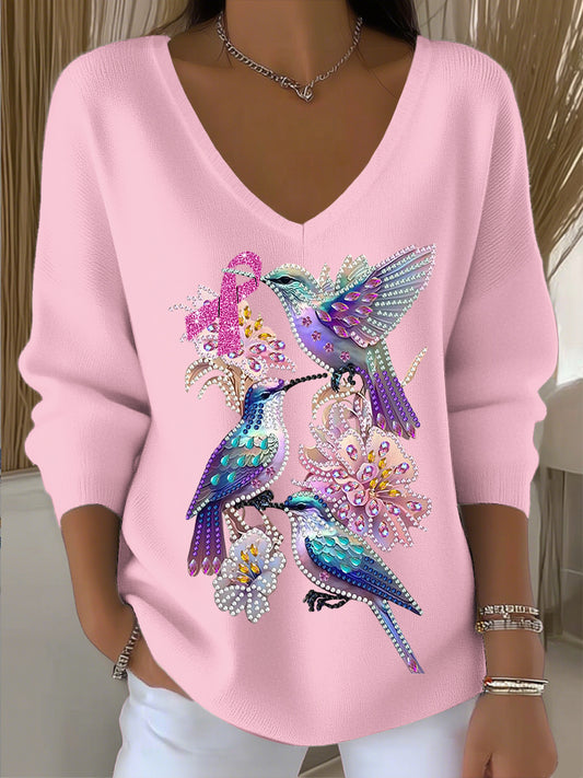Dámské vinobranie růžové kamínka umění v-neck top