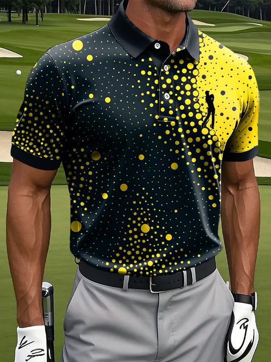 Pánské retro abstraktní polka dot art print casual polo shirt