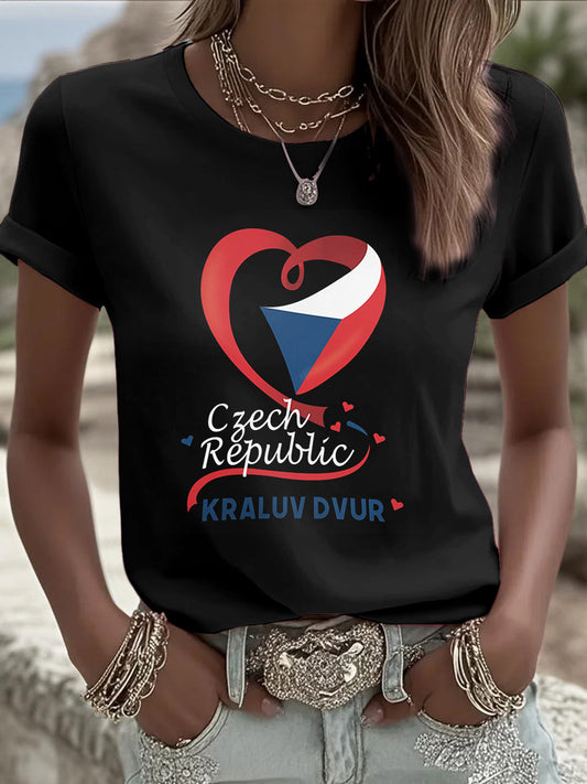 Women's black czech flag fashion t-shirt